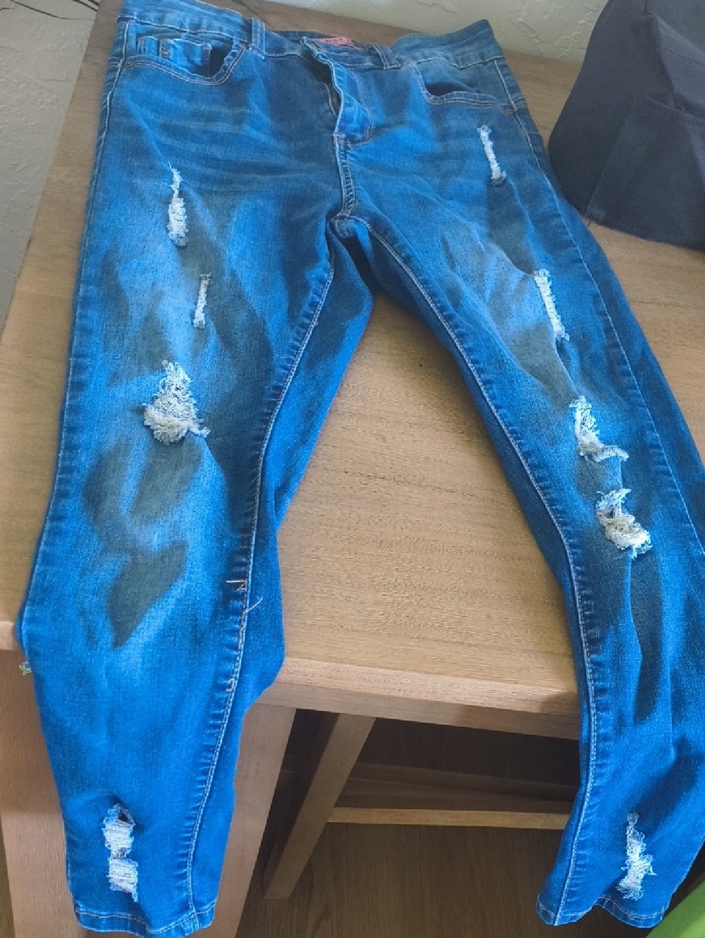 Wax Jean Women's Distressed Blue Skinny Jeans